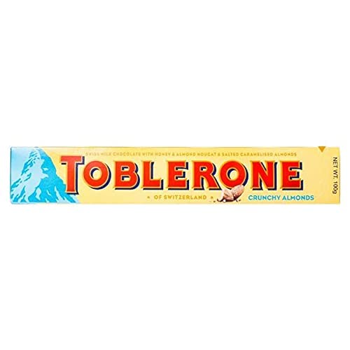 Toblerone of Switzerland Swiss Milk Chocolate with Crunchy Almonds, 4 Pack Pouch, 4 x 100 g