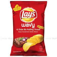 Lays Wavy vị thăn bò nướng Texas 90g - "Texas Grilled Steak!"