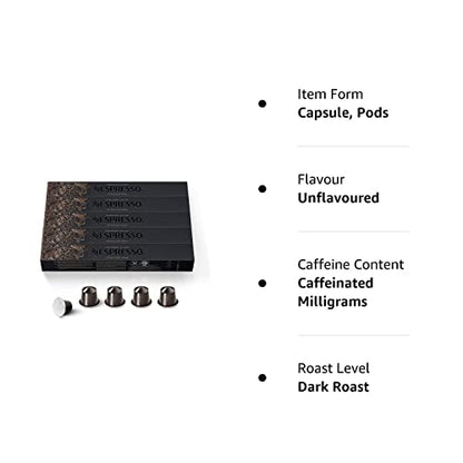 Nespresso Ispirazione Roma Intenso, Original Line Coffee Capsules, Limited Edition, Medium Roast, 50 Count Coffee Pods, Brews 1.35 Oz (5 Sleeve, 50 Pods) Box