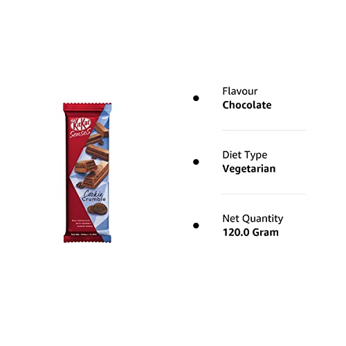 KIT KAT Senses Cookies Crumble Milk Chocolate 120g - Indulge in the rich flavor of cookies crumble in KIT KAT Senses Cookies Crumble Milk Chocolate, 120g.