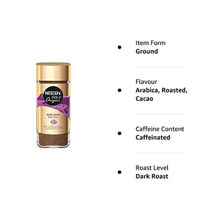 Nescafe Gold Origins Alta Rica Coffee. 100 Gram, Ground, Jar - "Alta Rica Gold - Rich Ground Coffee from the Origins!"