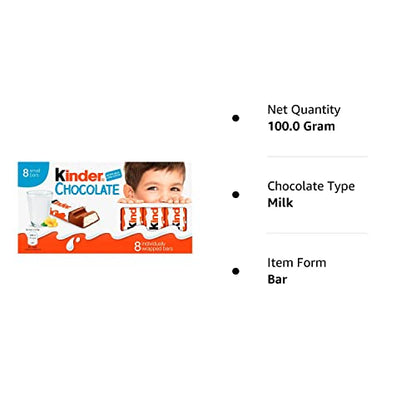 Kinder Chocolate 8 Bars, 100 g, Orange & White, (XGB320008) - Enjoy the classic taste of Kinder Chocolate in orange and white, 8 bars, 100g.