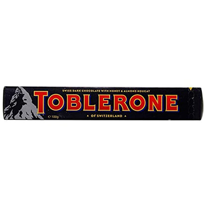 Toblerone Dark Chocolate with Honey and Almond Nougat Pack of 12, x 100 g