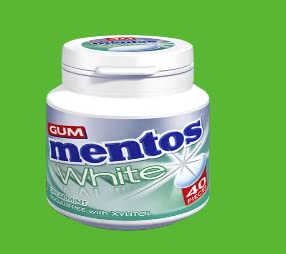 Mentos White Spearmint SugarFree Gum with Xylitol 40 Pieces, 60g - "Spearmint White Delight!"