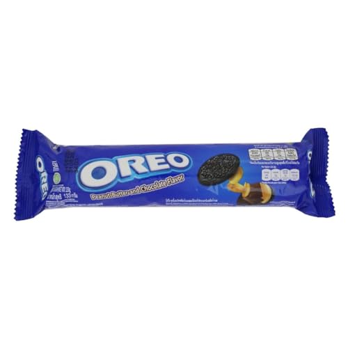 Oreo Peanut Butter & Chocolate Flavour 130g - Rich Chocolate Biscuits with Creamy Peanut Butter Filling, Irresistible Combo - "Peanut butter chocolate bliss!"