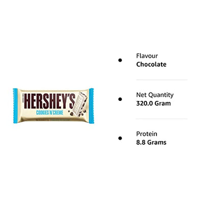 HERSHEY'S Cookies 'N' Creme Bar Chocolate | Delicious Crunchy Delights 40 grams - Pack Of 8 - Pack of 8 Cookies 'N' Creme bars, 40g each.