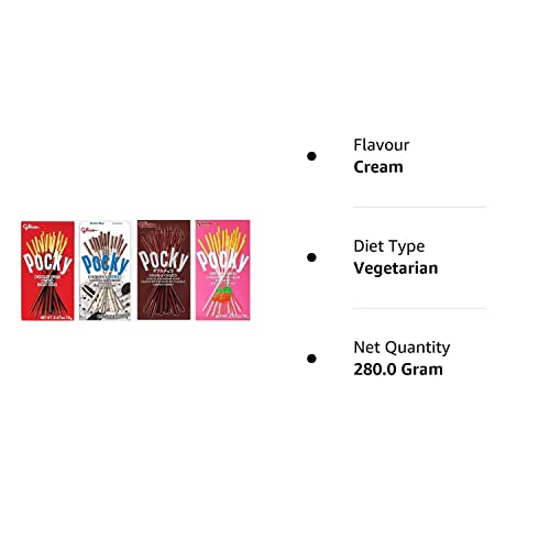 Pocky Sticks Variety Pack Coverd With Crunchy Biscuit, Chocolate, Strawberry, Double Chocolate, Cookies & Cream, Each 70g Pack Of 4 - "More Pocky varieties!"