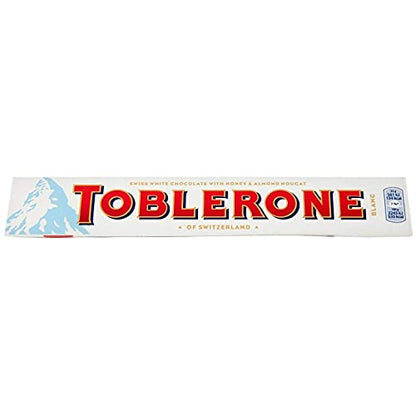 Toblerone of Switzerland White Chocolate with Honey and Almond Nougat - 10 Pack, 10 X 100 g