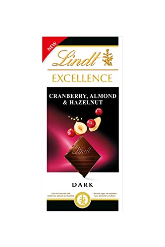 Lindt Excellence Cranberry Almond & Hazelnut Dark Chocolate Bar, 100g