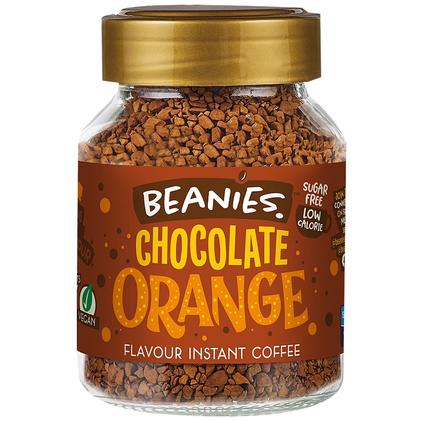 Beanies | Instant Flavored Coffee | Chocolate Orange | Low Calorie, Sugar Free | 50 g | Pack of 1 - Zesty chocolate indulgence