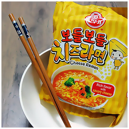 Ottogi Cheese Ramen Rich Flavor with Savory Cheese Korean Style Vegetarian Instant Noodles 111gm*2Pack (Imported)