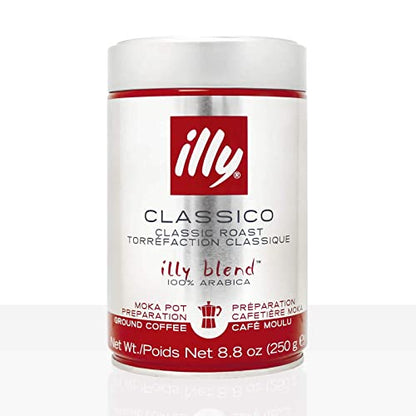 illy Caffe Normale MOKA Ground Coffee (Red Band), 8.8-Ounce Tins (Pack of 2) - MOKA ground coffee, red band, 8.8 oz tins, pack of 2.