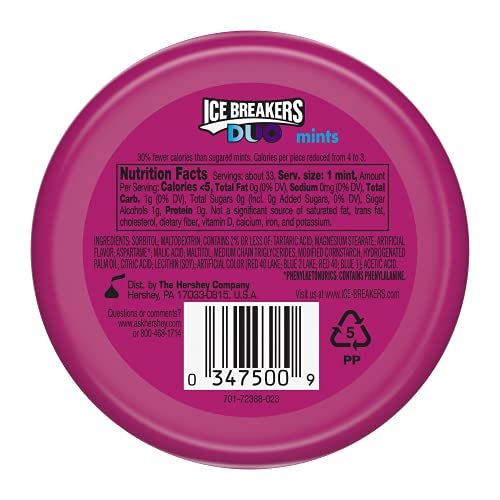 Ice Breakers Duo Fruit + Cool Grape, 36g - Fruity and cool grape mints, 36g of refreshing flavor.