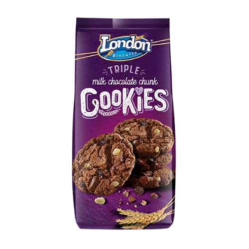 London Biscuits Triple Milk Chocolate Chunk Cookies - Decadent Trio of Chocolate Bliss - 160g - "Triple Chocolate Bliss!"