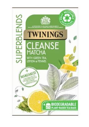 Twiniings Superblends Cleanse Matcha Tea Green Tea Lemon & Fennel Flavour Green Tea,40G