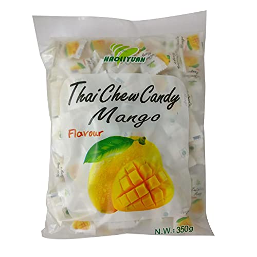 Haoliyuan Thai Chew Mango Flavored Candy Thailands Toffee, 12.35 oz / 350 g - Tropical mango flavored toffee for a sweet treat.