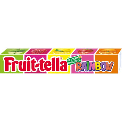 Fruit Tella Rainbow Chewy Candy with Fruit Juice 41g/1.44oz (Pack of 4) - Rainbow chewy candy with fruit juice! Enjoy the vibrant and juicy flavors in every chewy bite!