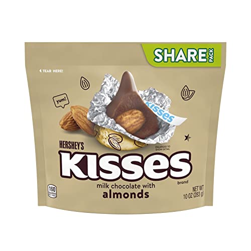 Hershey's Kisses Milk Chocolate with Almonds Sharing Bag, 283g - Milk chocolate Kisses with almonds, 283g sharing bag.