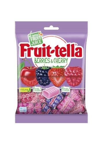 Fruit-Tella Berries & Cherry Vegan Sweet Treats 135g Imported (UK) - Berries and cherry vegan candy! Imported from the UK, these sweet treats are perfect for a fruity and vegan-friendly indulgence!