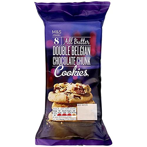 Mark & Spencer 8 All Butter Double Belgian Chocolate Chunk Cookies 200g - "Double Belgian Chocolate Cookies!"