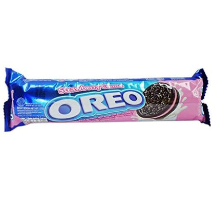 Oreo Strawberry Cream 130g - Delicate Strawberry Flavored Biscuits with Creamy Filling, Sweet & Fruity Indulgence - "Sweet strawberry treat!"