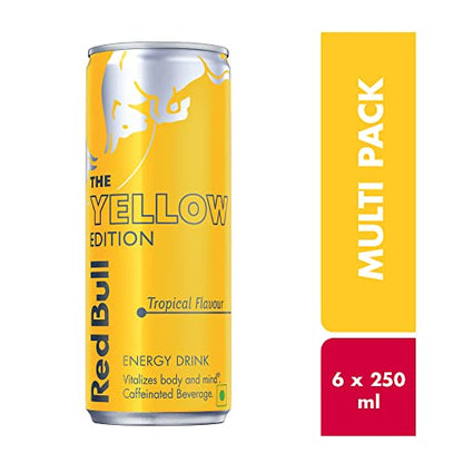 Red Bull Energy Drink, The Yellow Edition, 250 ml (Pack of 6) - Yellow Edition Boost!