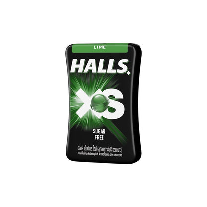 Halls XS Flavored Sugar Free Candy 13.8g Each - Pack of 12 (Lime) - Refreshing lime-flavored sugar-free candy.