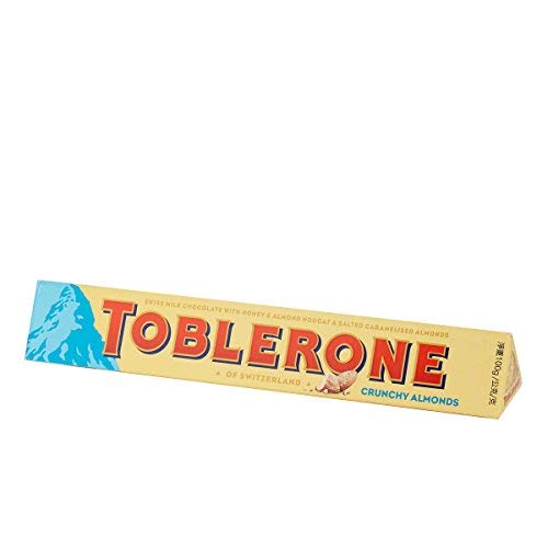 Toblerone of Switzerland Crunchy Almonds Swiss Milk Chocolate with Honey and Almond Nougat & Salted Caramelised Almonds, 100 g