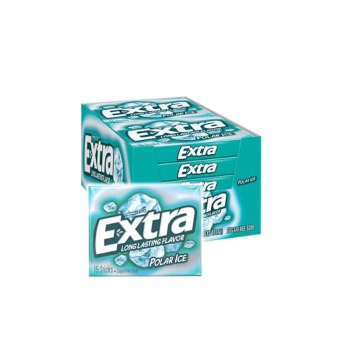 Extra Sugar-Free Chewing Gum 15-Sticks Each - Box of 10 (150 Sticks Total) (Polar Ice) - Polar ice cool!