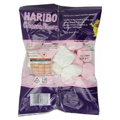 Haribo Chamallows Pink & White, Share Size Bag, 160 g - Soft pink and white marshmallows in a convenient share size bag.