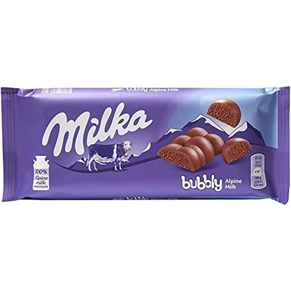 Milka Bubbly Alpine Milk Bar Pack of 2, x 90 g - "Bubbly Milk Joy!"