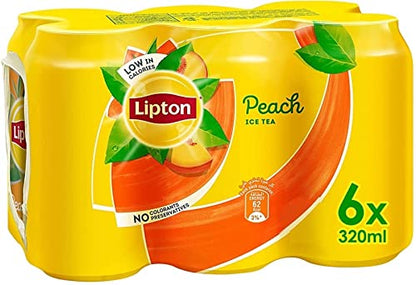 Lipton Peach Ice Tea, Non-Carbonated Refreshing Drink, Black, 10.82 Fl Oz / 320ml, 6 Pack - "Peach Tea Refresh!"