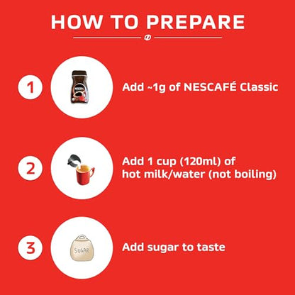 NESCAFE Classic Instant Coffee Powder, 380g (2 units x 190g jar) | Instant Coffee Made with Robusta Beans | Roasted Coffee Beans | 100% Pure Coffee