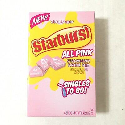 Starburst Zero Sugar All Pink Strawberry Singles to Go Drink Mix, 12.2g