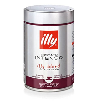 illy, Ground Espresso Coffee, Dark Roast, 8.8-Ounce Tins (Pack of 2) - Ground espresso coffee, dark roast, 8.8 oz tins, pack of 2.