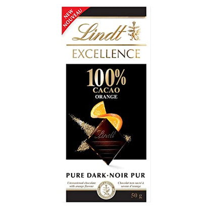 Lindt Excellence 100% Cacao Orange Dark Bar 50g