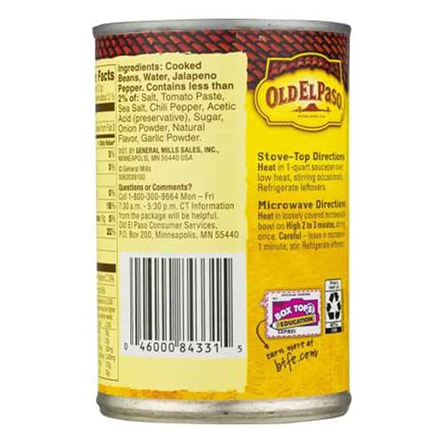 Old El Paso Spicy Fat Free Refried Beans, 453 g - "Spicy without the guilt!"