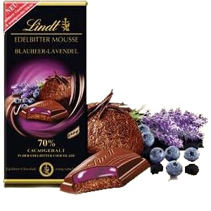 Lindt - Edelbitter Mousse 70% Dark Chocolate Blueberry Lavender Bar - 150g Imported (Austria)