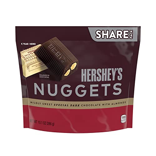 HERSHEY'S Nuggets Special Dark Chocolate with Almonds, 286 g - Special dark chocolate nuggets with almonds, 286g of rich goodness.