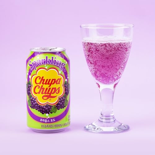 Chupa Chups Grape Sparkling Soda, 345ml (Imported) - Grape soda delight