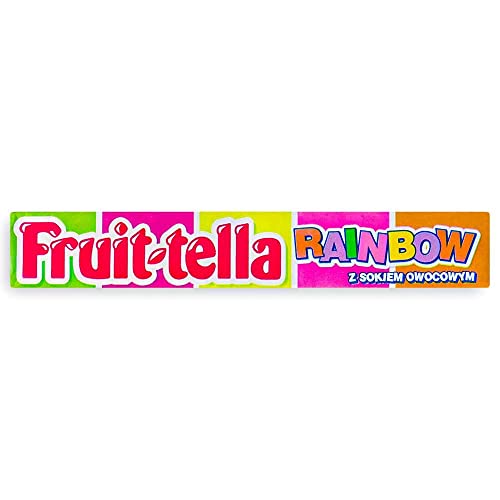 Fruit Tella Rainbow Chewy Candy with Fruit Juice 41g/1.44oz (Pack of 4) - Rainbow chewy candy with fruit juice! Enjoy the vibrant and juicy flavors in every chewy bite!