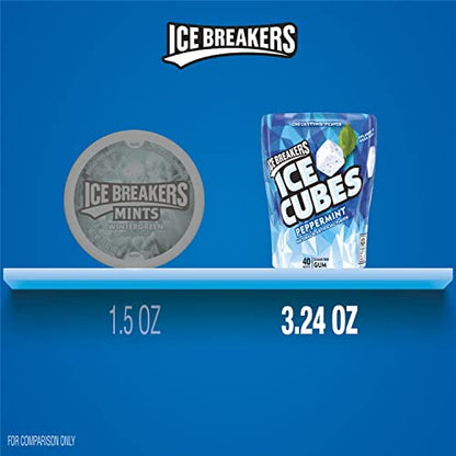 Ice Breakers Ice Cubes Sugar Free Gum Peppermint 40 Count Containers Pack Of 4 - Four containers of peppermint gum cubes, 40 pieces each.