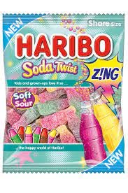 Haribo Soda Twist Zing share size 175g - Zingy soda twist gummies in a share size bag.