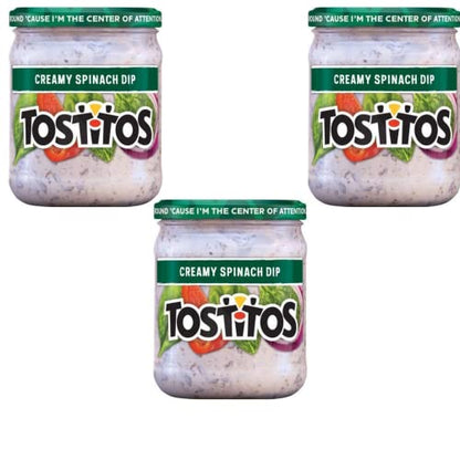 Tostitos, Creamy Spinach Dip, 15oz Glass Jar (Pack of 3)