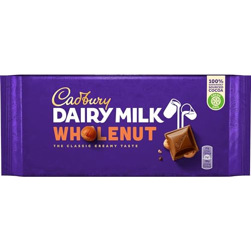 Cadbury Dairy Milk Whole Nut Bar - 180g | Creamy Milk Chocolate with Whole Nuts for a Delightful Treat - Nutty delight