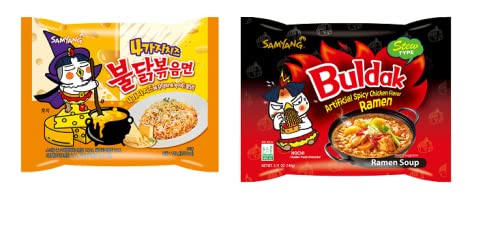 Sam Yang Hot Chicken Ramen Quattro Cheese & Stew Type Fire Chicken Buldak|140Gram (Pack Of 2) (Imported)