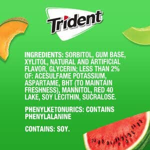 Trident Imported Sugar-Free Gum - Watermelon Flavor, 14 Count (Pack of 12) - Burst of Juicy Refreshment!