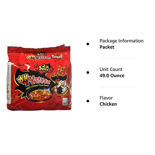 Samyang 2X Spicy Hot Chicken Flavor Ramen, 4.9oz (Pack of 10)