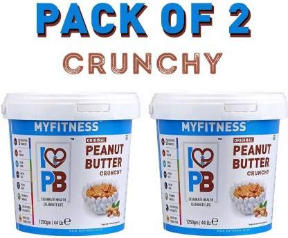 MYFITNESS Peanut Butter Crunchy 2.5kg (1.25kg X Pack of 2) - "Crunchy PB Jumbo Pack!"