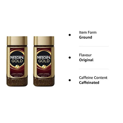 Nestle Nescafe Gold 190gm - Pack of Two (Glass Bottle, Ground, Original Flavor) - "Nescafe Gold - Pack of Two 190g Glass Bottles of Original Ground Coffee!"